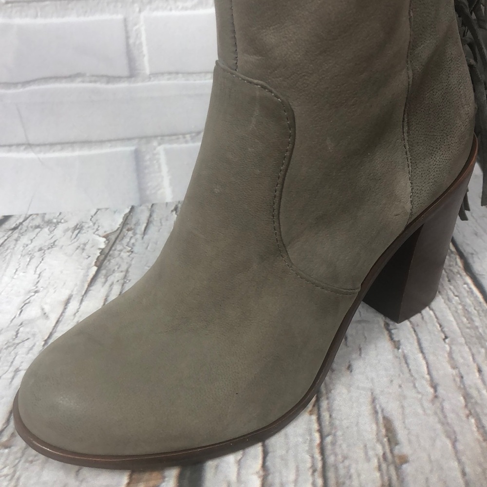 GIANNI BINI Fringe gray leather boots block heel - Picture 7 of 8